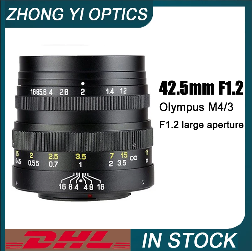 Zhongyi 42.5Mm F1.2 Obiettivo Della Fotocamera Ritratto Obiettivo Di Messa A Fuoco Fissa Per Olympus Panasonic M4 / 3 Bocca Gh4 Em10 Gx8 Micro Fotocam