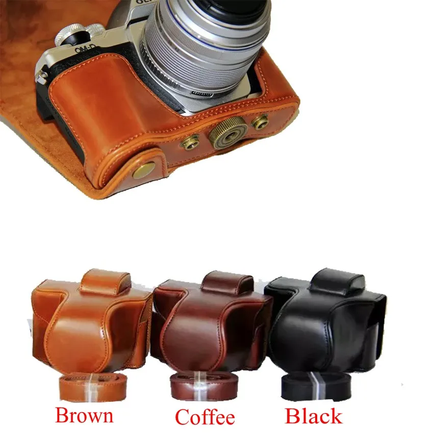 Nuovo Cuoio Camera Case Borsa Per Olympus Em10 Mark Ii Em10 Iii Em10 Ii Em10 Mark Iii Fotocamera Sacchetto Della Copertura Con Cinghia