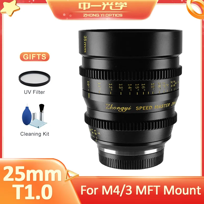 Zhongyi Mitakon 25Mm T1.0 M4/3 Obiettivo Cinematografico Lente Cinematografica Ad Ampia Apertura Per Olympus Panasonic Mft Mount Epl7 Em10 Gh Gf