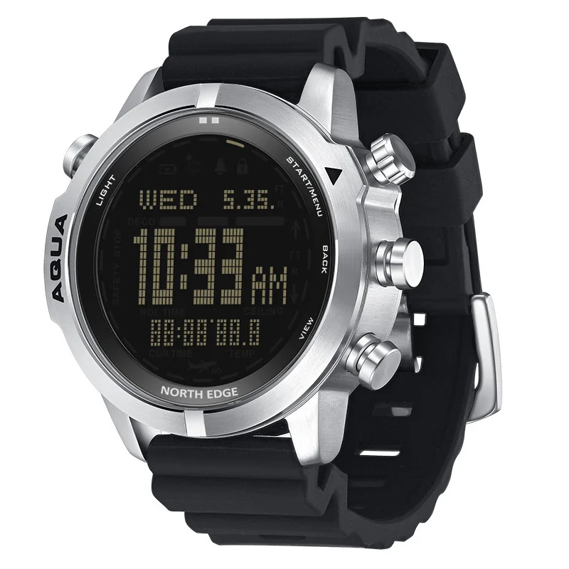 North Edge Men Dive Computer Watch Waterproof 100M Scuba Diving Ndl (No Deco Time) 50M Altimetro Barometro Bussola