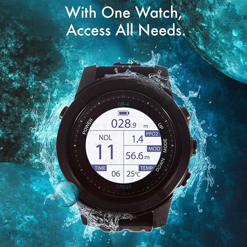 Crest Cr4 Scuba Diving Computer Apnea Nitrox Tech Diving Gauge Smart Dive Watch 100 Metri/330 Piedi Batteria Ricaricabile