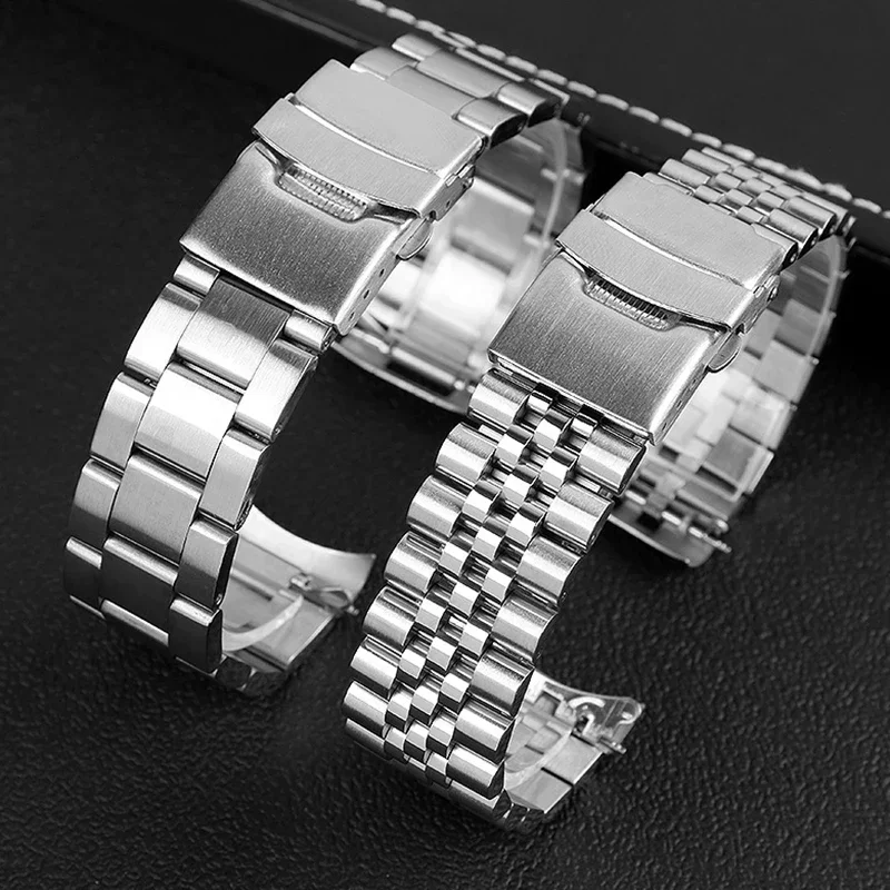 Cinturino Da 22Mm Per Seiko Scuba Skx007 Skx009 Per Bracciale Jubilee Oyster Cinturino Curvo Cinturino In Acciaio Inossidabile Con Logo