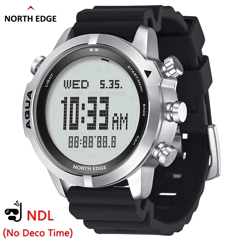 North Edge Mens Diving Digital Watch Scuba Diving Ndl (No Deco Time) 50M Dive Watches Altimetro Bussola Per Huawei Android Ios