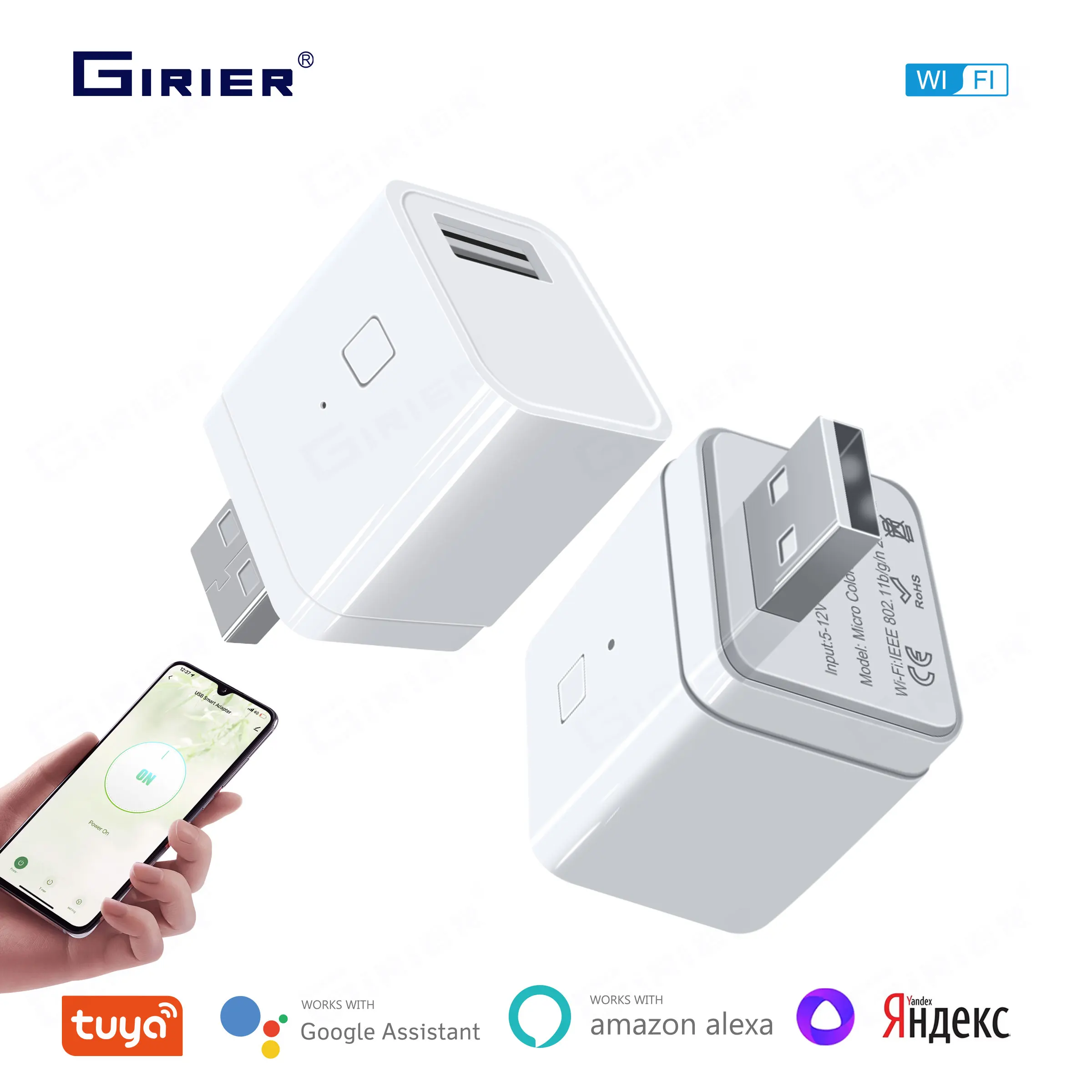 Girier Tuya Smart Micro Usb Adapter Switch 5V Wifi Mini Usb Power Adapter Funziona Con Alexa Hey Google Alice Per Smart Home