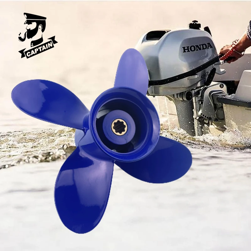 Capitano Barca Elica 9 1/4X10 Fit Honda Yamaha Fuoribordo Motore Marino 8Hp 9.9Hp 15 20Hp 8 Spline 4 Lama Винт Лодочного Мотора