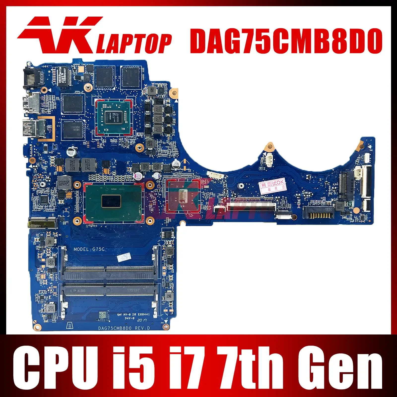 Per Hp Pavilion Power Laptop 15T-Cb 15-Cb Scheda Madre Rx550 2Gb I5-7300Hq I7-7700Hq Cpu 926309-501 926309-001 Dag75Cmb8D0