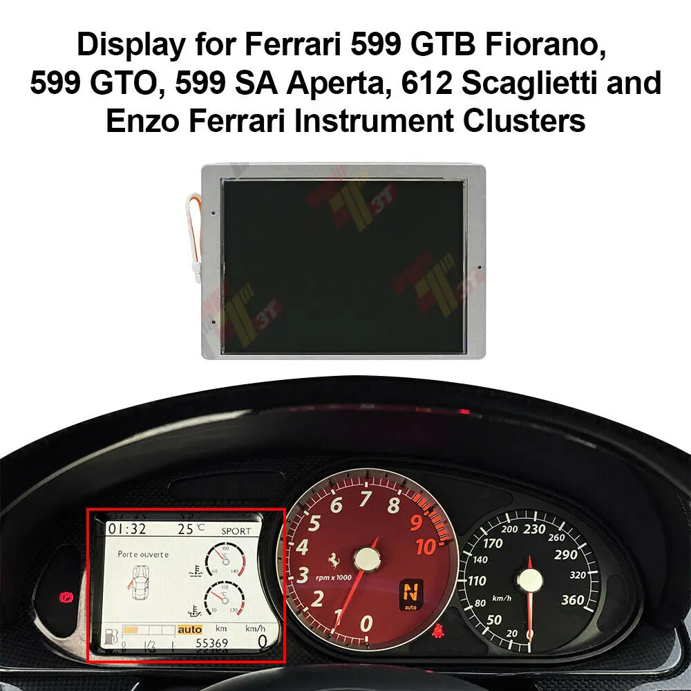 Display Lcd Per Cruscotto Per Ferrari 599 Gtb Fiorano, 599 Gto, 599 Sa Cluster Di Strumenti Aperti