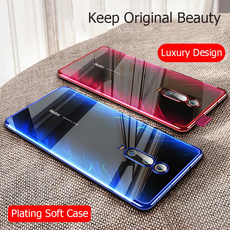 Per Xiaomi Mi 9T Custodia Placcatura Laser Di Lusso Cover Posteriore Trasparente Morbida Su Xiaomi Mi9T Custodia Per Telefono Per Xiaomi Mi 9T Pro Fun