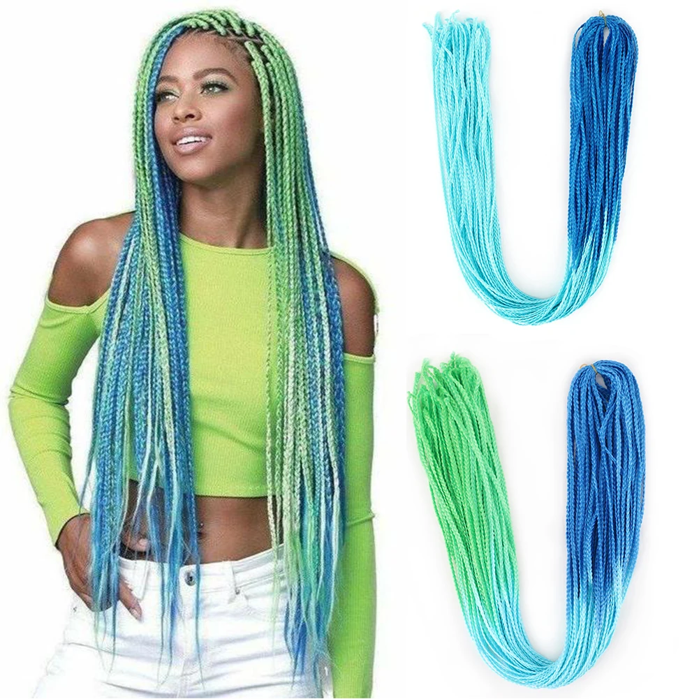 Dairess Scatola Sintetica Trecce Fasci Di Capelli Zizi Trecce Estensioni Dei Capelli All'Uncinetto Blu Verde Zizi Treccia Capelli Per Le Donne Nere