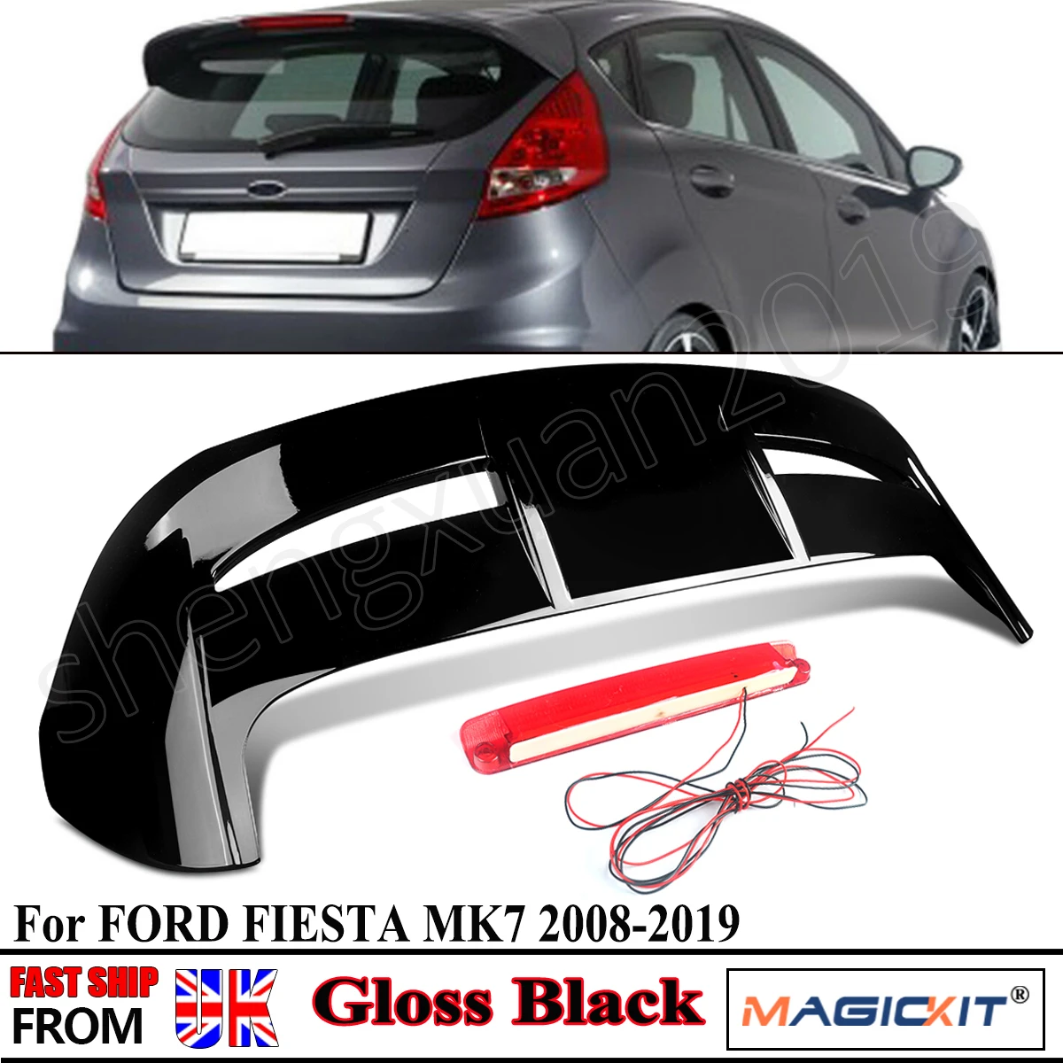 Spoiler Per Tetto Posteriore Stile St Nero Lucido Per Ford Fiesta Mk7 Mk7.5 Hatch 2008-2019