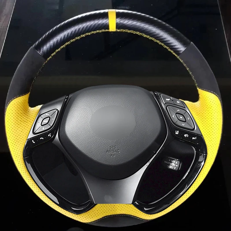 Coprivolante Cucito A Mano Per Toyota C-Hr Chr 2016 2017 2018 2019 2020 Tuning Car Cucito A Mano Funda Volante