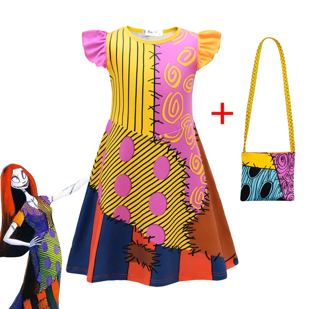 Disney Spaventoso Sally Costume Nightmare Before Christmas Sassy Sally Cosplay Girls Halloween Costume Princess Dress Pants Abbigliamento