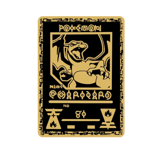 Metallo Pokragon Lettere Black Pokemon Card Blastoise Vmax Charizard Pikachu Mew Anime Game Cards Gold Iron Letter Kids Gifts Toys