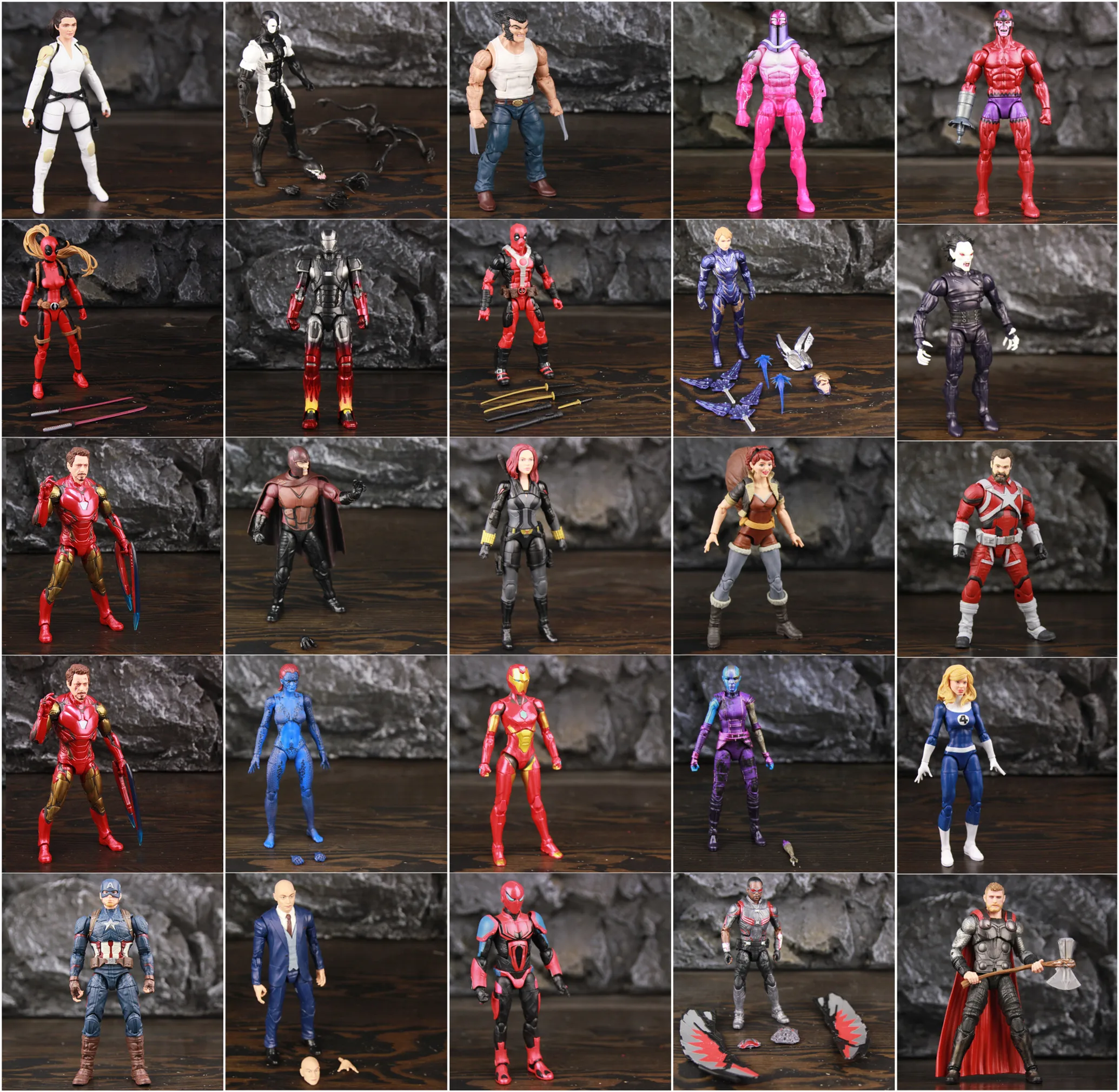 Marvel Legends 6 "Action Figure Spider Man Deadpool Bavaglino Pepper Venom Mystique Black Widow Wolverine Magneto Nebula Toys Doll