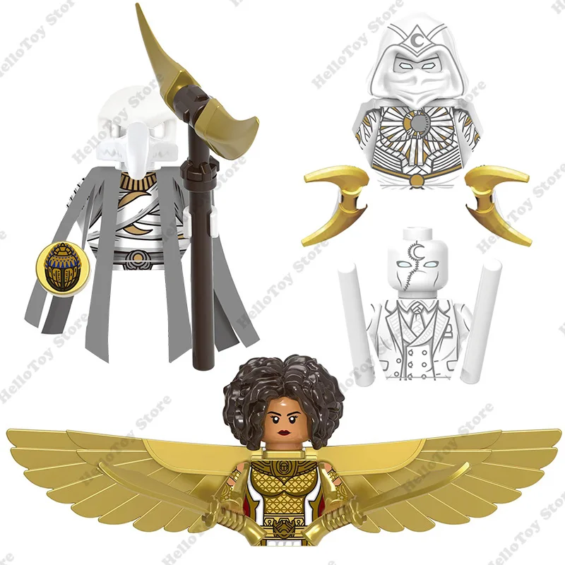 Super Heroes Khonshu Moon Knight Iron Man Falcon Hawkeye Figure Mattoni Building Blocks Classic Movie Doll Modello Giocattoli Per Bambini Regalo