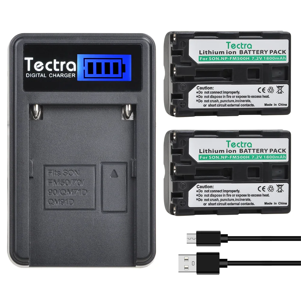 Np-Fm500H Batteria Fm500H + Caricabatterie Usb Lcd Per Sony Alpha A68, A77Ii, Slt-A57, A58, A100, A200, A560, A580,Slt-A700