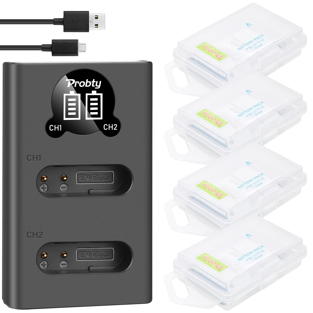 Nuovo 1850Mah Per Batteria Nikon En El23 En-El23 + Doppio Caricabatterie Compatibile Con Nikon Coolpix P600 P610 B700 P900 S810C