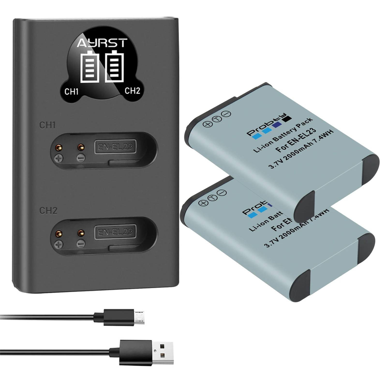 2000Mah En-El23 En El23 Batteria + Caricabatterie Led Per Nikon Coolpix B700 P610S P600 P900S S810C P610 P900 Per Fotocamera Nikon El23