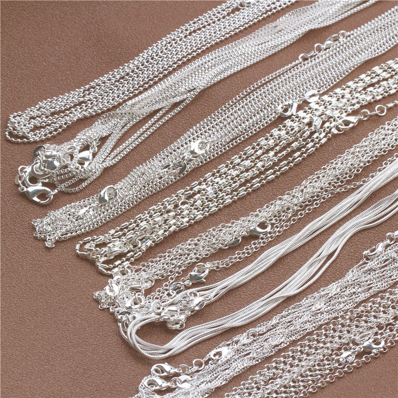 1 Pz 925 Sterling Silver 16-30 Pollici Rolo Bead Figaro Collana A Catena Per Uomo Donna 9 Disegni Gioielli Di Moda