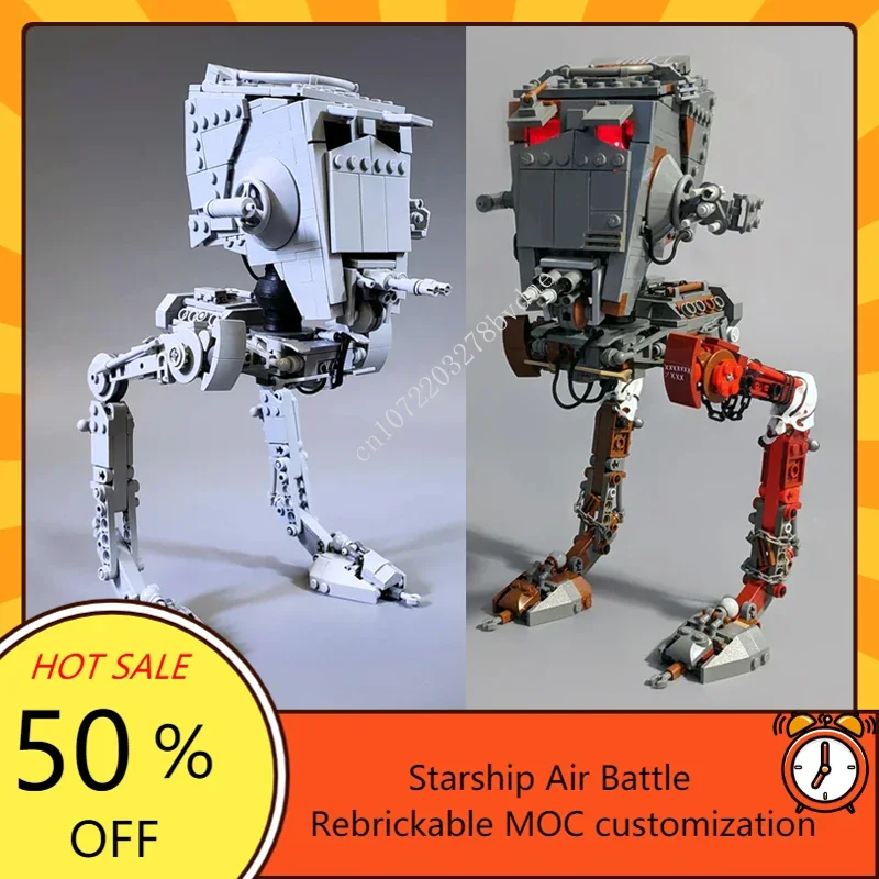 Moc Space Battle Series At-St Laser Cannon Robot E Aat-St Raider Model Building Blocks Tecnologia Mattoni Assemblaggio Fai Da Te Giocattoli Regali