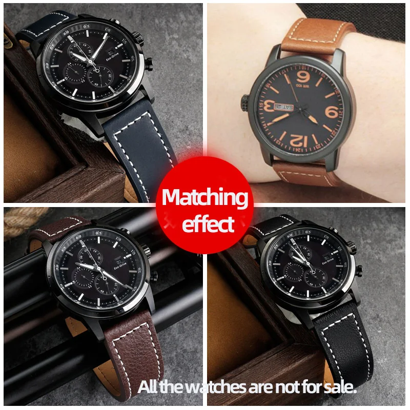 Cinturino Vintage In Vera Pelle 22Mm Per Cinturino Orologio Citizen Ca0695-17/84E Ca0690-88E At2140