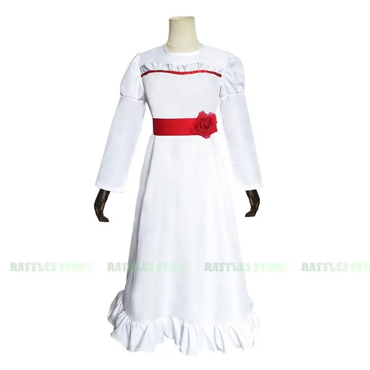 Adulto Kid Halloween Costume Annabelle Cosplay Dress Ghost Doll Cosplay White Women Horror Spaventoso Party Cosplay Outfits