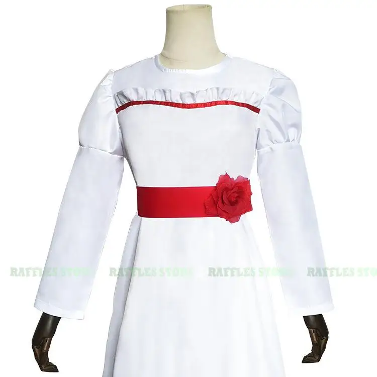 Adulto Kid Halloween Costume Annabelle Cosplay Dress Ghost Doll Cosplay White Women Horror Spaventoso Party Cosplay Outfits