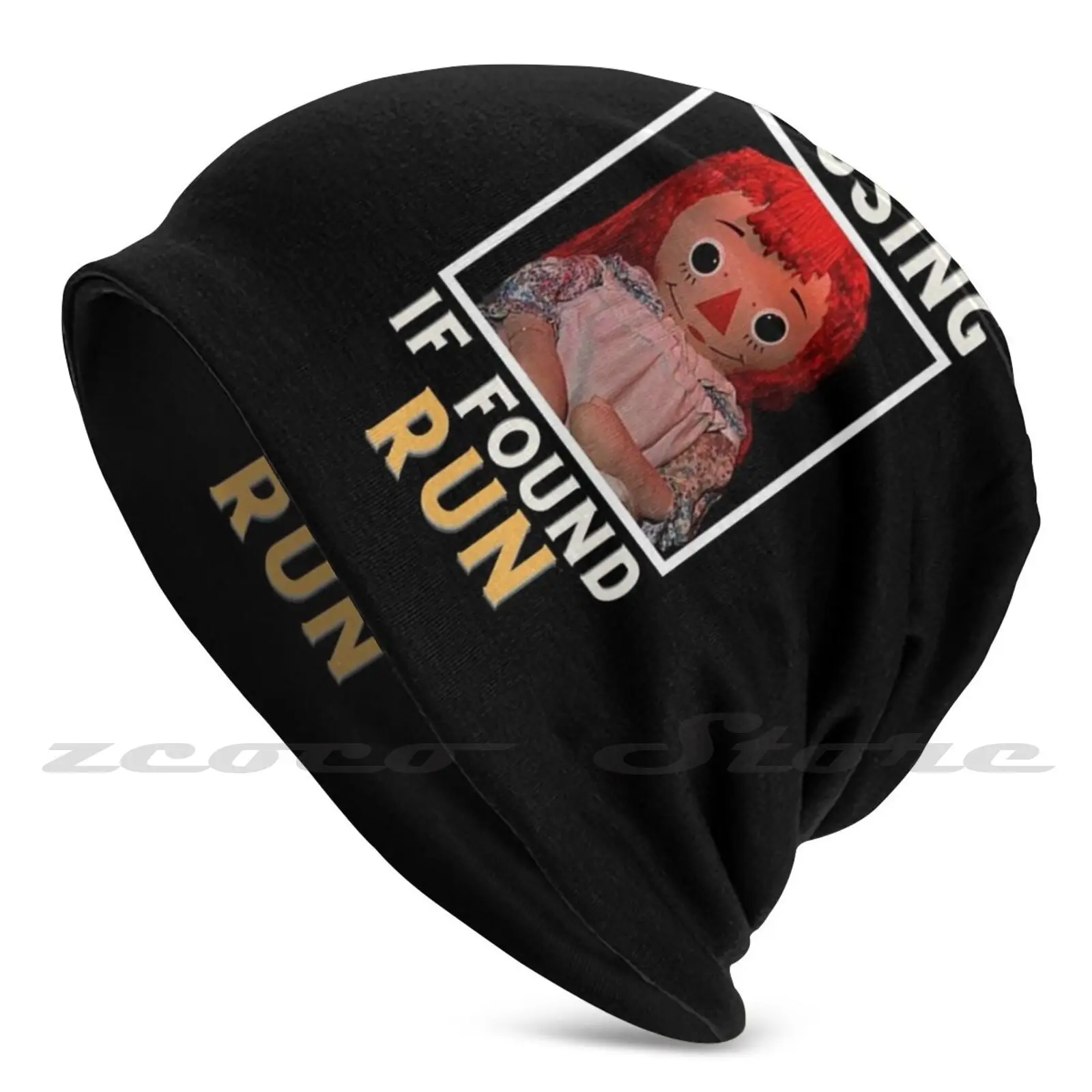 Annabelle Doll Evasted Missing Poster Knit Hat Elastico Morbido Modello Personalizzato Presente Cap Annabelle Annabelle Mancante