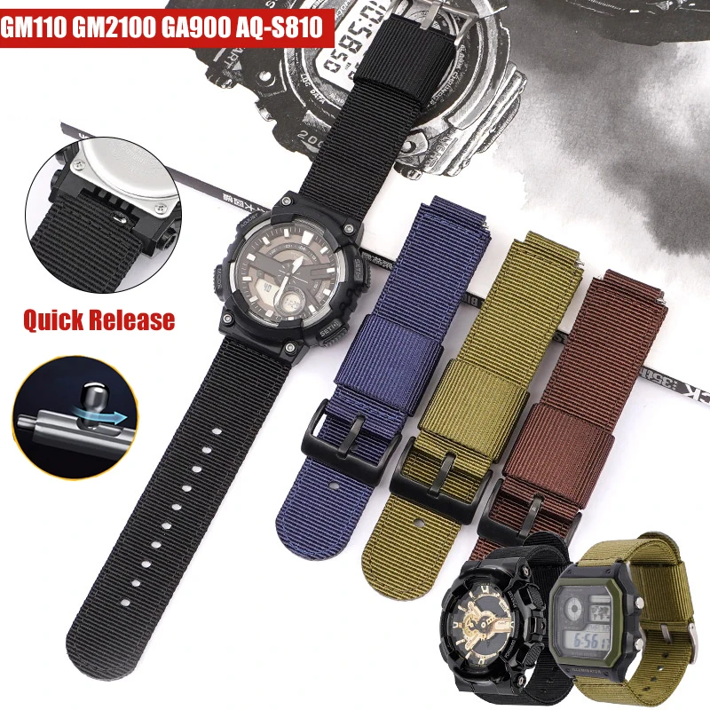Cinturino Per Orologio Per Casio G-Shock Ga-100/700/800/900 Gm-110 Gd-110 Gm-2100 Aq-S810 Ae-1000 Bracciale In Tela Di Nylon Per Uomo Donna 16Mm 18Mm