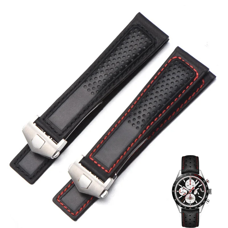 Cinturino In Vera Pelle Per Tag Heuer Carrera Diving Monaco Serie F1 Catena Per Orologi Traspirante Cinturini Per Orologi Da Uomo 22Mm Con Strumenti