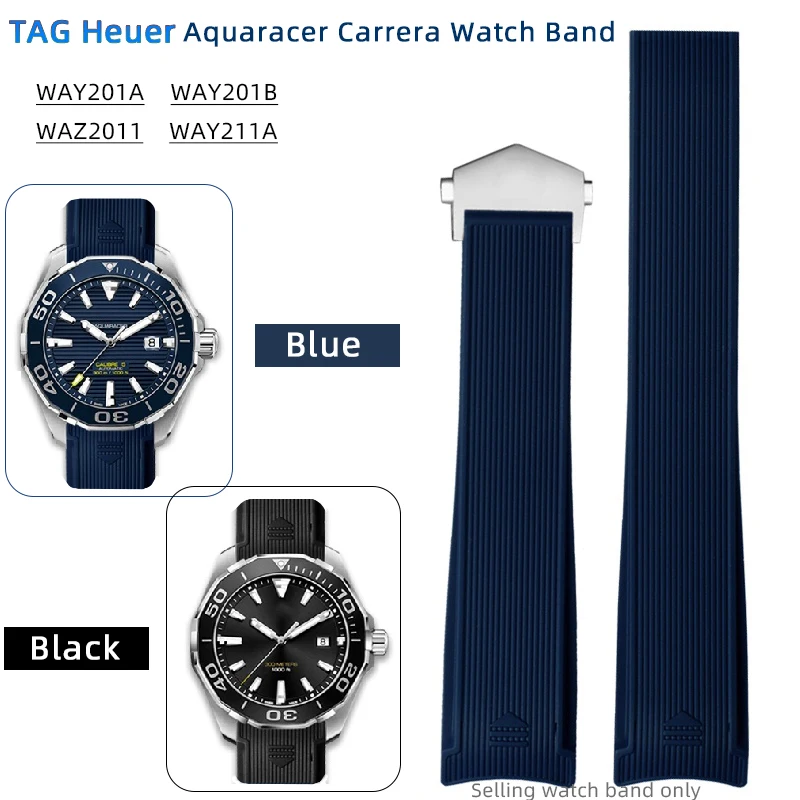 Cinturino Per Orologio A Forma Di Arco Da 22Mm Per Tag Heuer Carrera Water Ghost Cinturino In Gomma Aquaracer Men Way201/Way211A Catena Per Orologi Di