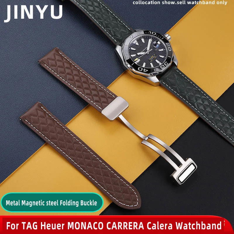 Per Tag Heuer Monaco Carrera Calera Cinturino In Acciaio Magnetico Fibbia Pieghevole Cinturino In Pelle Di Vacchetta Accessori Per Bracciale In Pelle 