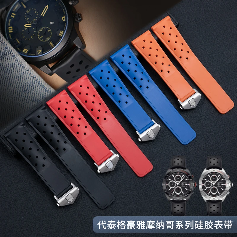 Cinturino Per Orologio Sportivo In Gomma Siliconica Da 22Mm Per Tag Heuer Monaco F1 Caz201 Waz2113 Caz1010 Carrera Formula Cinturino Da Uomo