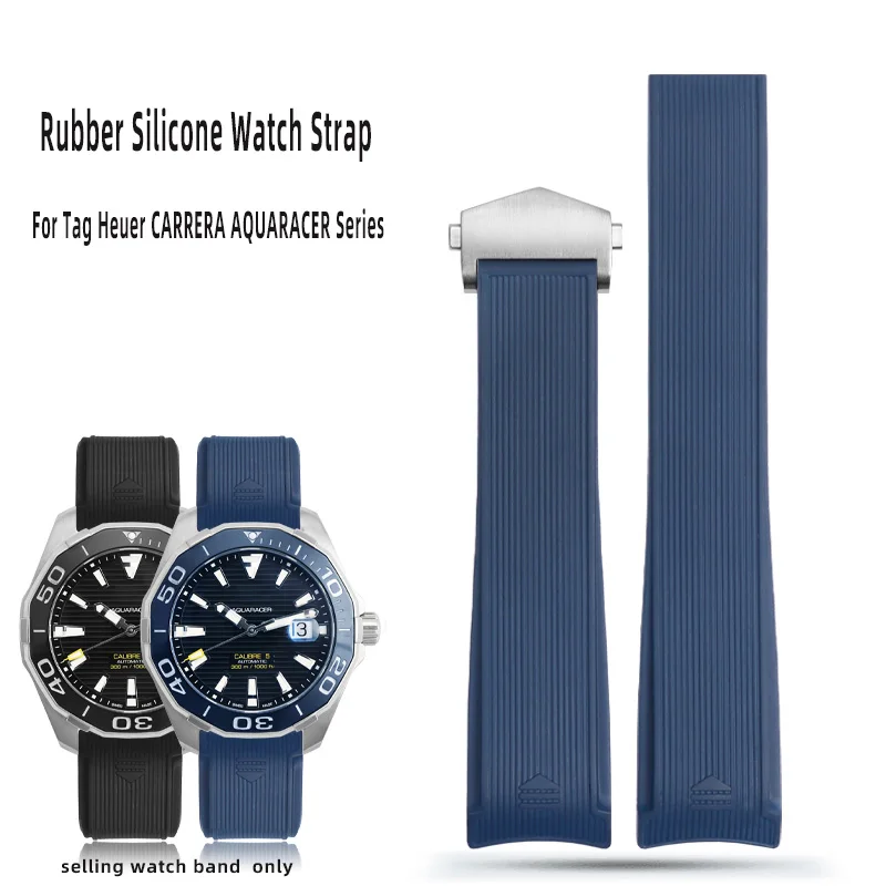 Cinturino Per Orologio In Gomma Siliconica Da 22Mm Per Tag Heuer Carrera Aquaracer Series Watch Cinturino Nero Blu Adatto