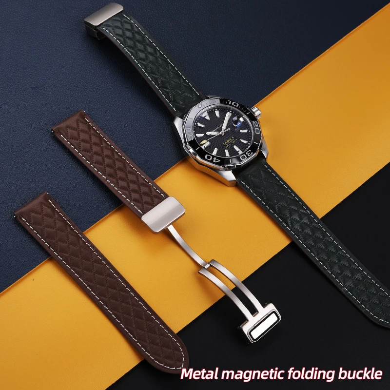 Per Tag Heuer Cinturino Per Orologio In Vera Pelle Carrera Monaco F1 Cinturino In Metallo Magnetico Pieghevole Con Fibbia In Acciaio Morbido 20Mm 22Mm