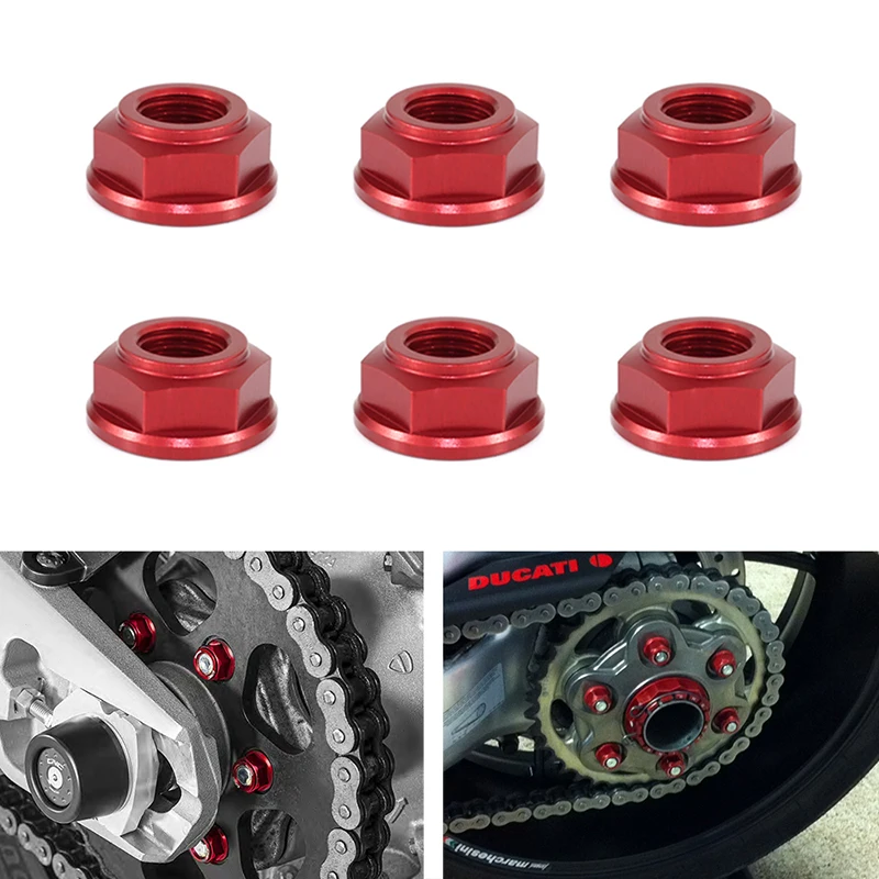 6 Pezzi M10 * 1.25 Dadi Pignone Ruota Posteriore Cnc Per Ducati Monster 400 600 620 695 696 Monster 750 795 800 900 916 1000 S2R S4R