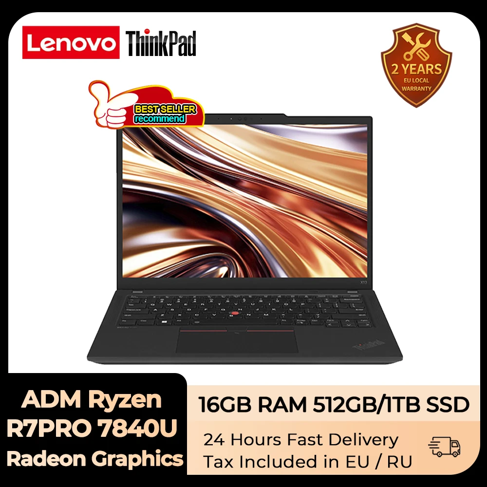 2023 Lenovo Thinkpad X13 Laptop Amd R7 Pro 7840U Radeon Graphics 16Gb Ram 512Gb/1Tb Ssd 13.3 Pollici 300Nit Led Notebook Pc
