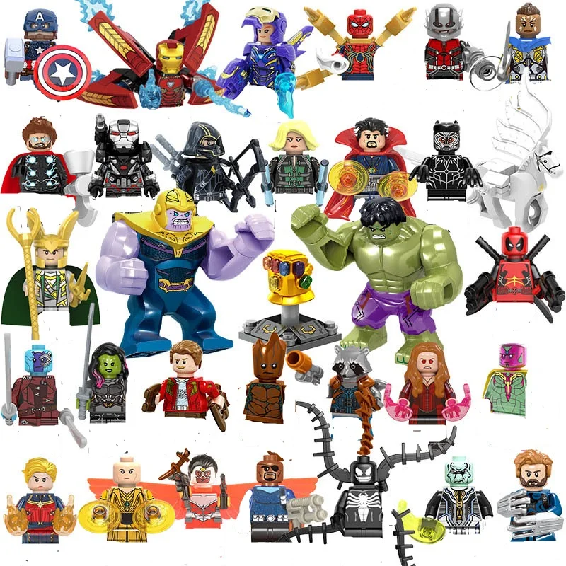 32 Marvel Superhero Action Figures, Spider Man, Iron Man, Green Giant Action Dolls, Building Blocks, Set Di Giocattoli, Regali Per Ragazzi