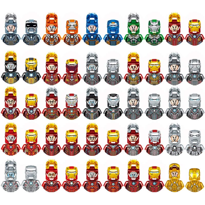 Disney Marvel Building Blocks Iron Man Mini Figures Pepper Potts War Machine Mk1-Mk85 Single Sided Printing Bricks Toys Gifts