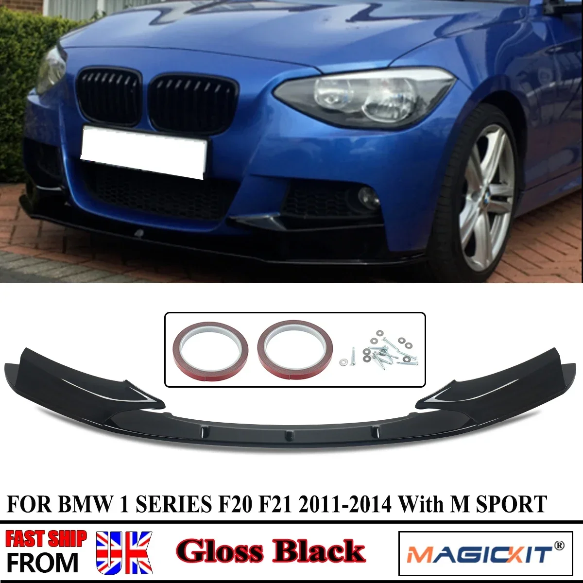 Magickit Sport-Performance Frontspoiler Splitter Nero Per Bmw F20 F21 M-Sport 2011-2015