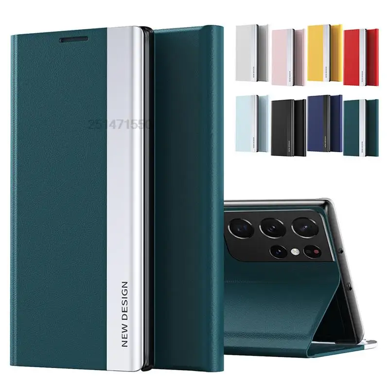 S23Ultra Custodia In Pelle Custodia Per Telefono Per Samsung Galaxy S23 Ultra 5G S 23 Plus 23 Plus 23 Ultra Shell Stand Book Coques