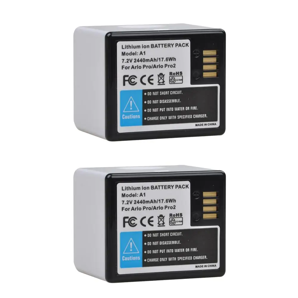2 Batterie 2440Mah Per Arlo Pro, Arlo Pro 2, Arlo A1/A1B Vma4400 Vms4230P
