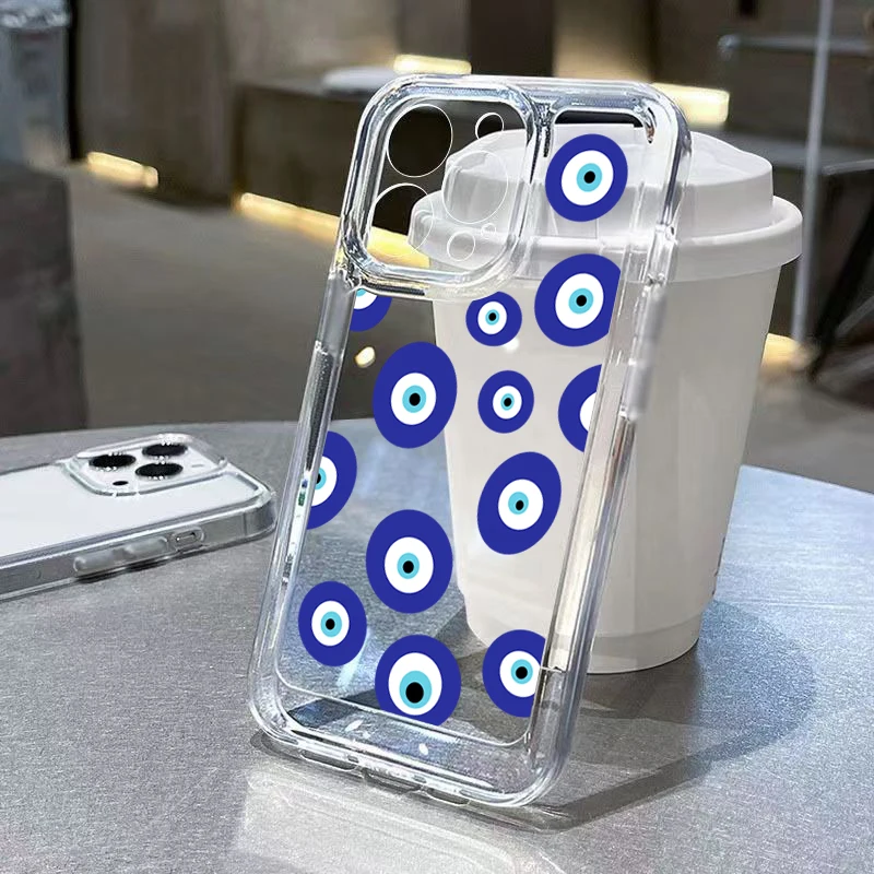 Per Iphone 15 14 Pro Max Custodia Lucky Eye Blue Evil Eye Custodia Morbida Trasparente Per Iphone 11 12 13 Pro Max Xs X 7 8 14 15 Plus Custodia