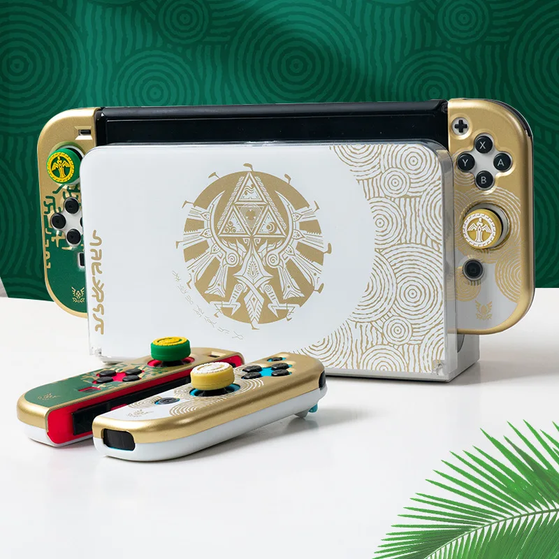 Nuovo Per Nintendo Switch /Oled Zelda Theme Custodia Protettiva Thumb Grips Giallo Verde Cover Protettiva Con Supporto Per Switch Oled