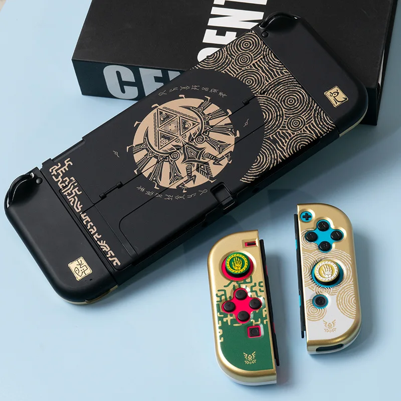 Per Nintendo Switch /Oled Zelda Theme Custodia Protettiva Thumb Grips Giallo Verde Cover Protettiva Con Supporto Per Ns Switch Oled
