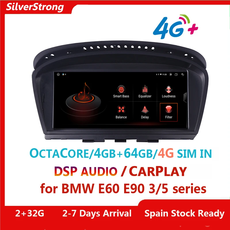Stock Ue 128Gb/64Gb,Android, Lettore Multimediale Per Bmw E60 E61 E63,Carplay,E90 E91 E92,525 530,Ccc Cic,Idrive, Internet 4G