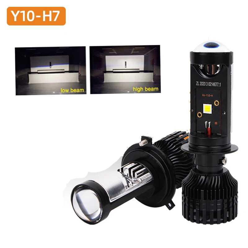 Faro Per Auto Mini Obiettivo H4 H7 Lampadina Per Proiettore A Led Canbus Y10 70W 18000Lm 12V Faro Automatico Abbagliante Anabbagliante H7 H4 Luci.