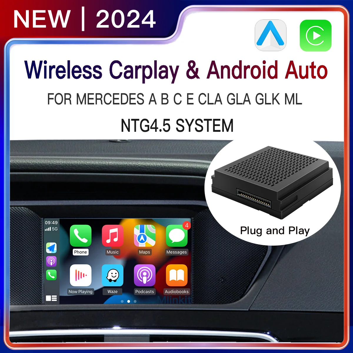 Wireless Carplay Android Auto A B C E G Gla Cla Glk Ml Classe Per Mercedes Ntg4.5 Becker W177 Mercedes Benz W204 Apple Carplay