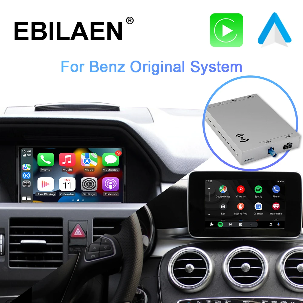 Wireless Apple Carplay Android Auto Per Mercedes Benz C117 W176 W204 W205 W221 Gls Classe Glk Ntg 4.5 4.7 5.0 4.0 6.0 Modulo Mbux