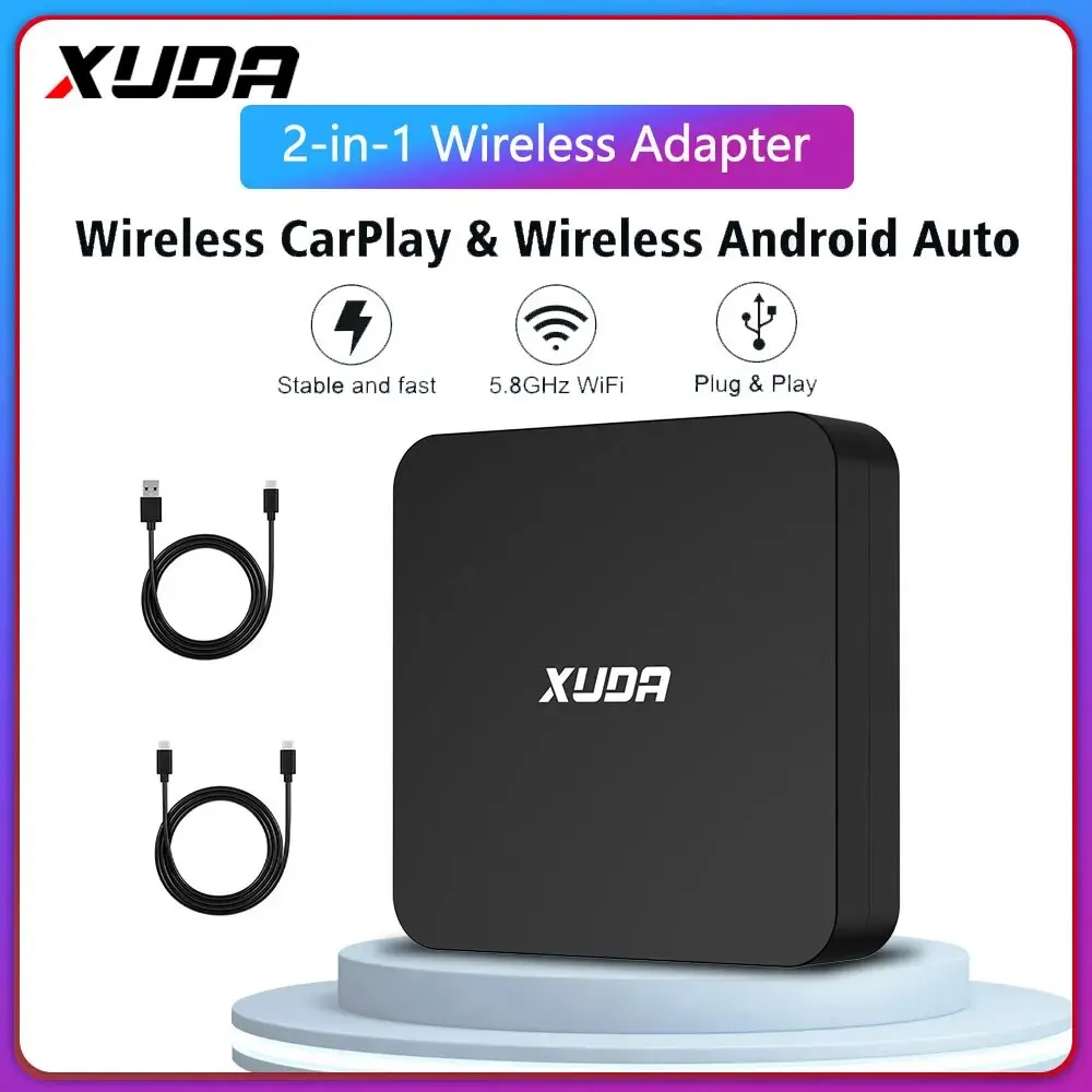 Xuda Wireless Carplay Android Auto Wireless Adapter Spotify Per Mazda Toyota Mercedes Peugeot Volvo 2 In 1 Box Support Netflix
